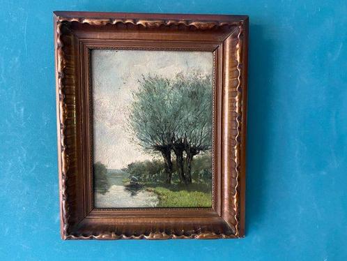 Hollandse School (XX) - Polderlandschap met figuur, Antiek en Kunst, Kunst | Schilderijen | Klassiek