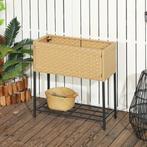 TRUUSK Verhoogde Bloembak van Poly Rattan - Met Poten en Pla, Tuin en Terras, Bloembakken en Plantenbakken, Verzenden, Nieuw