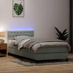 vidaXL Boxspring met matras en LED fluweel lichtgrijs 90x210, Verzenden, Nieuw, Grijs, Stof