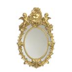 Hars gouden spiegel geflankeerd door twee putti (Interieur), Antiek en Kunst, Verzenden