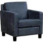 Leren fauteuil Smart - Kenia Denim (blauw) - Poten hout, Nieuw, Ophalen of Verzenden, Bohemian, Eigentijds, Modern, Retro, 50 tot 75 cm