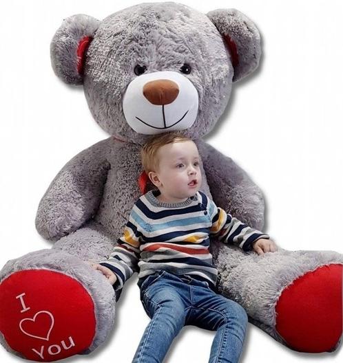 Knuffelbeer - grijs-rood - 75x85cm - EU - nieuw, Kinderen en Baby's, Speelgoed | Knuffels en Pluche, Nieuw, Ophalen of Verzenden