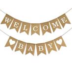 Jute slinger Welcome Baby met 2 harten, Hobby en Vrije tijd, Feestartikelen, Verzenden, Nieuw, Versiering, Geboorte of Huwelijk