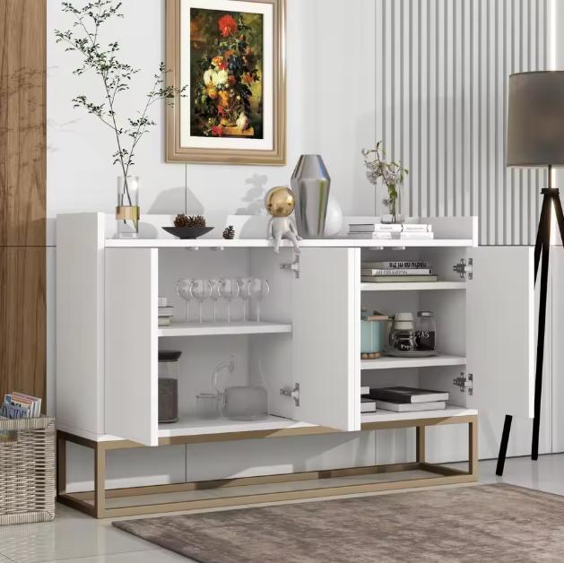 Minimalistische Buffetkast met 4 Deuren en Metalen Poten, Huis en Inrichting, Kasten | Dressoirs, Nieuw, Verzenden