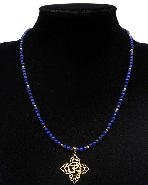 Lapis lazuli - Boeddhistische ketting - Lotusbloem, Om  -, Antiek en Kunst, Antiek | Boeken en Bijbels