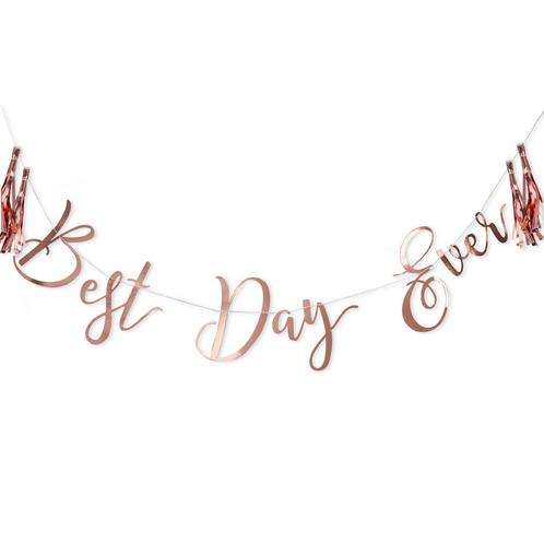 Rose Gouden Slinger Best Day Ever 1,5m, Hobby en Vrije tijd, Feestartikelen, Nieuw, Verzenden