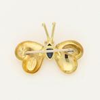 Zonder Minimumprijs - Broche - 18 karaat Geel goud Saffier, Sieraden, Tassen en Uiterlijk, Antieke sieraden