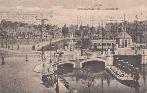 LEIDEN - Blauwpoortsbrug met Beestenmarkt, Verzamelen, Ansichtkaarten | Nederland, Verzenden