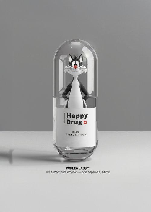 Poplea - HAPPY DRUG - POPLEA LABS - GROS MINET, Antiek en Kunst, Kunst | Schilderijen | Modern
