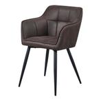 [en.casa] Fauteuil Birmingham 79x56x53,5 cm donkerbruin en z, Huis en Inrichting, Stoelen, Nieuw, Verzenden