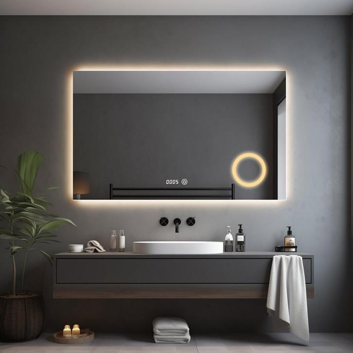 Badkamerspiegel met LED Verlichting en Verwarming 80x60cm -, Huis en Inrichting, Woonaccessoires | Spiegels, Nieuw, Ophalen of Verzenden