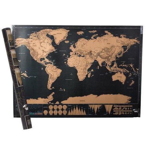 Scratch map deluxe edition wereldkaart 82.5 x 59.4 cm, Huis en Inrichting, Woonaccessoires | Schilderijen, Tekeningen en Foto's