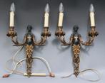 Twee Franse twee-lichts wandappliques historiserende stijl, Huis en Inrichting, Lampen | Wandlampen, Historiserende stijl, Zo goed als nieuw