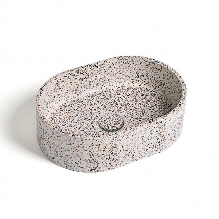Waskom Ideavit Idea.Rock 40x28x12 cm Ovaal Terrazzo Wit, Doe-het-zelf en Verbouw, Sanitair, Ophalen of Verzenden