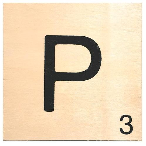Houten Bordje 10x10x0.5cm - P - Zwarte Letter/Woordwaarde -, Huis en Inrichting, Woonaccessoires | Wanddecoraties, Nieuw, Ophalen of Verzenden