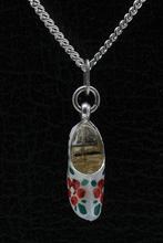 Zilveren Klomp ketting hanger - rode bloem, Verzenden, Nieuw