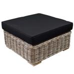 Nissah voetenbank 75x75xH43 cm naturel rotan - olefin black, Ophalen of Verzenden, Nieuw