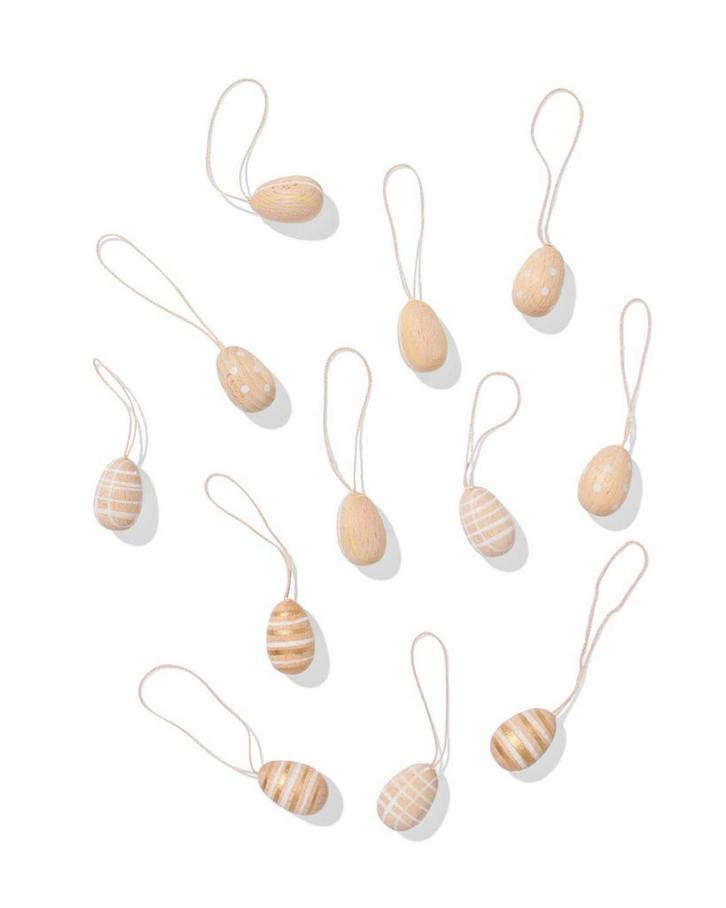 HEMA Paashangers hout ei - 12 stuks, Diversen, Pasen, Nieuw, Verzenden