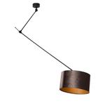 Hanglamp zwart met velours kap bruin 35cm - Blitz, Nieuw, Overige materialen, Klassiek / Antiek, 75 cm of meer