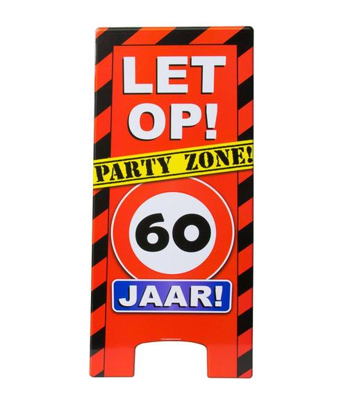 Warning Sign 60 Jaar 62,5cm, Hobby en Vrije tijd, Feestartikelen, Nieuw, Verzenden