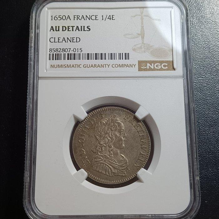 Frankrijk. Louis XIV (1643-1715). 1/4 Écu 1650-A, Paris, Postzegels en Munten, Munten | Europa | Euromunten