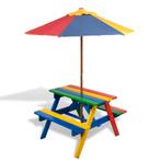 Kinderpicknicktafel- en banken met parasol in vier kleuren, Nieuw, Verzenden