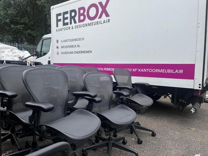 Herman Miller Aeron Remastered Graphite Stoelen! Opgeknapt, Huis en Inrichting, Bureaustoelen, Bureaustoel, Zwart, Zo goed als nieuw