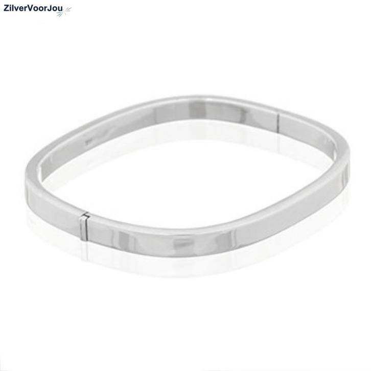 Zilveren vierkante slavenarmband  65x60 5 mm, Sieraden, Tassen en Uiterlijk, Armbanden, Nieuw, Verzenden