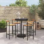 vidaXL 5-delige Tuinbarset poly rattan en massief acaciahout, Tuin en Terras, Verzenden, Nieuw, Rotan, 4 zitplaatsen