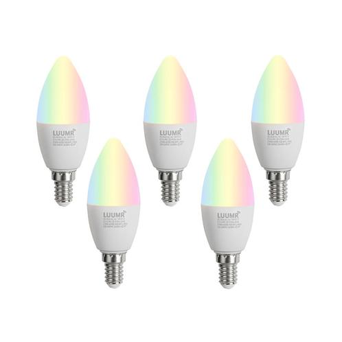 Set van 5 Smart E14 LED lampen C37 opaal RGBW 4.9W 470 lm, Huis en Inrichting, Lampen | Losse lampen, Nieuw