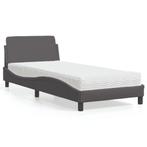 vidaXL Bed met matras Dover kunstleer grijs 90x200 cm, Huis en Inrichting, Slaapkamer | Bedden, Overige materialen, 90 cm, Eenpersoons
