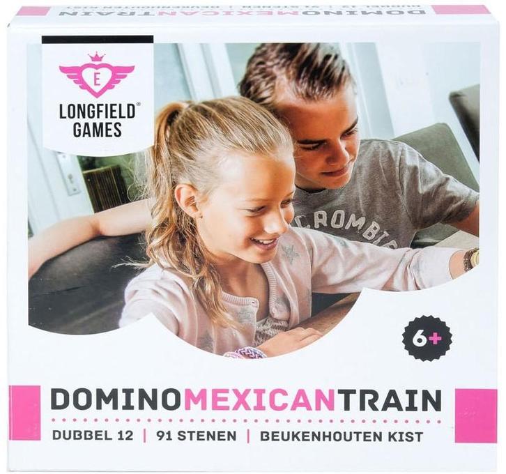 Domino Dubbel 12 - Mexican Train in houten kist | Longfield, Hobby en Vrije tijd, Gezelschapsspellen | Bordspellen, Nieuw, Verzenden