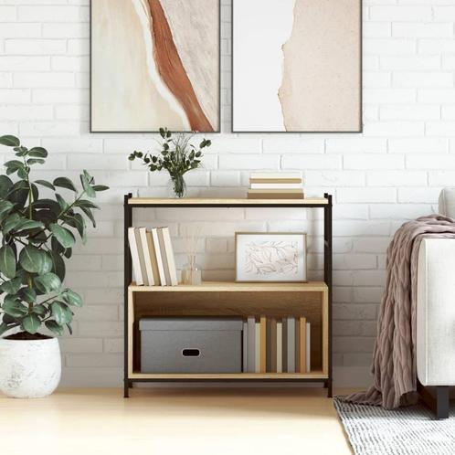 vidaXL Boekenrek 80x30x78,5 cm bewerkt hout en ijzer sonoma, Huis en Inrichting, Kasten | Boekenkasten, 25 tot 50 cm, Nieuw, Overige houtsoorten