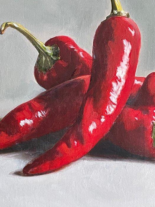 MAX - Peperoncini rossi - Red chillies, Antiek en Kunst, Kunst | Schilderijen | Modern