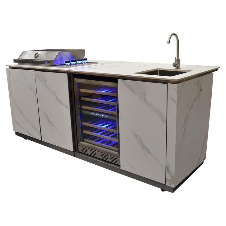 Horizon Bar en Grill buitenkeuken 243x95xH114 cm wit, Tuin en Terras, Houtskoolbarbecues, Nieuw, Ophalen of Verzenden