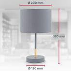 B.K.Licht Tafellamp Textiel Grijs Ø20cm max. 40W E27, Huis en Inrichting, Ophalen of Verzenden, Nieuw