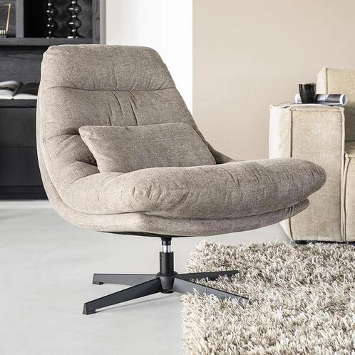 *WOONWINKEL* Eleonora Cooper Draaibare Fauteuil Bruine Stof, Huis en Inrichting, Fauteuils, Nieuw, Stof, Verzenden