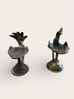 Paar Nepalese rituele olielampen - Brons - India - 19e eeuw