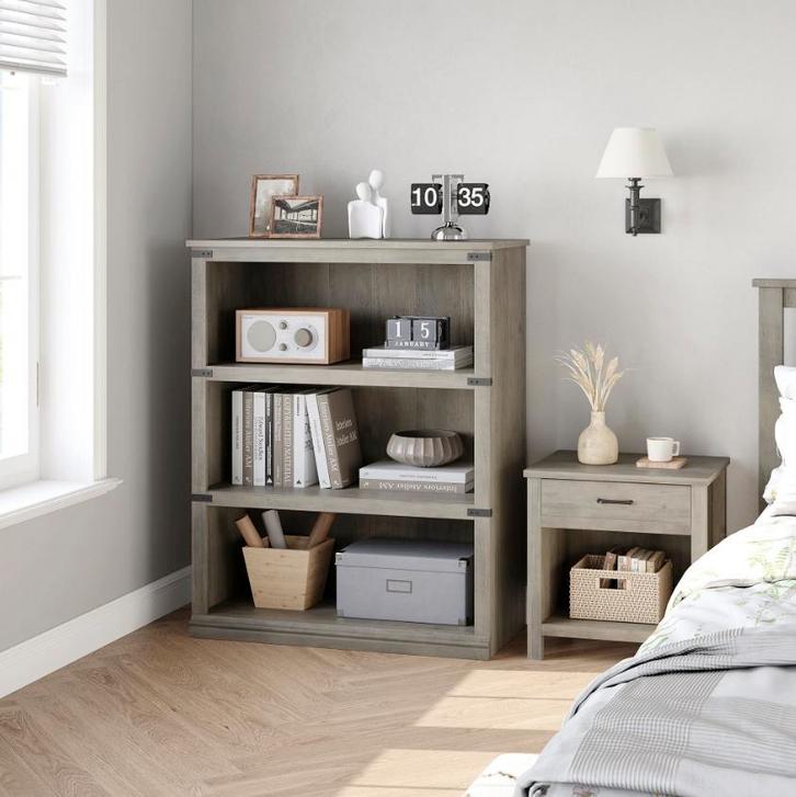 Nieuwe Houten Boekenkast - Boerderijstijl - Grijs - Vintage, Huis en Inrichting, Kasten | Boekenkasten, Nieuw, Verzenden