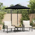 vidaXL Parasol met LEDs en stalen paal 225x225x212 cm zwart, Tuin en Terras, Parasols, Verzenden, Nieuw, 2 tot 3 meter