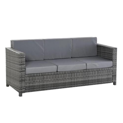 TRUUSK Polyrotan Bank Met Kussens 3-zits Tuinloungebank Meta, Tuin en Terras, Tuinsets en Loungesets, Nieuw, Verzenden