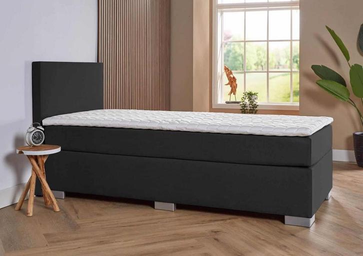 ACTIE! 1-Persoons boxspring Cannes 90 200 Zwart, Huis en Inrichting, Slaapkamer | Boxsprings, 90 cm, 200 cm, Zwart, Eenpersoons