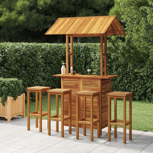 vidaXL 5-delige Tuinbarset massief acaciahout, Tuin en Terras, Tuinsets en Loungesets, Nieuw, 4 zitplaatsen, Hardhout, Verzenden