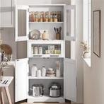 Hoge Opbergkast met Glazen Deuren – Verstelbare Planken, Huis en Inrichting, Kasten | Buffetkasten, Verzenden, Nieuw