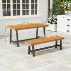 TRUUSK Zitgroep 3-delig Houten Eetgroep Voor 4 Personen In L, Tuin en Terras, Overige Tuin en Terras, Verzenden, Nieuw