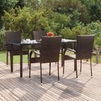 vidaXL 5-delige Tuinset poly rattan bruin, 4 zitplaatsen, Nieuw, Tuinset, Verzenden