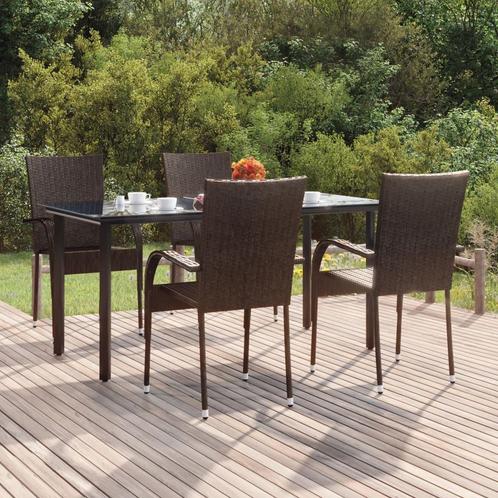 vidaXL 5-delige Tuinset poly rattan bruin, Tuin en Terras, Tuinsets en Loungesets, Tuinset, Nieuw, 4 zitplaatsen, Rotan, Verzenden