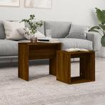 vidaXL 2-delige Tafeltjesset bewerkt hout bruin eikenkleur, Minder dan 50 cm, Verzenden, Nieuw, Minder dan 50 cm