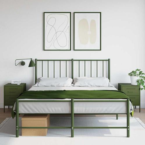 vidaXL Nachtkastjes 2 st 36x39x50,5 cm staal olijfgroen, Huis en Inrichting, Slaapkamer | Nachtkastjes, Nieuw, Minder dan 45 cm