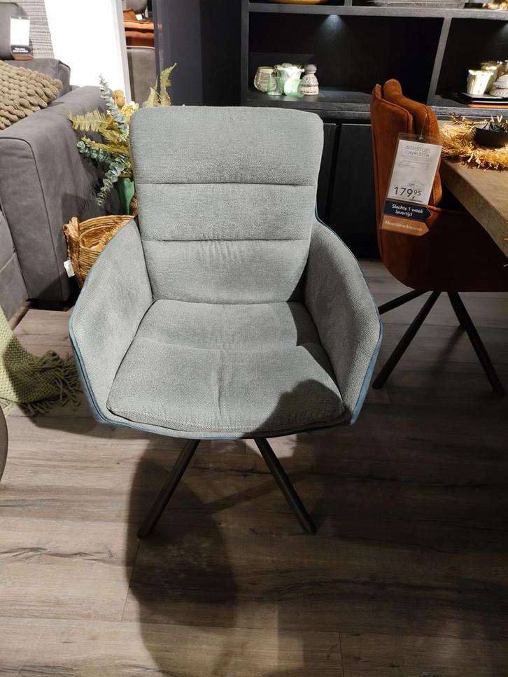Eigentijdse eetstoel Cavaletta in de kleur: Blauw/grijs., Huis en Inrichting, Fauteuils, Nieuw, Ophalen of Verzenden